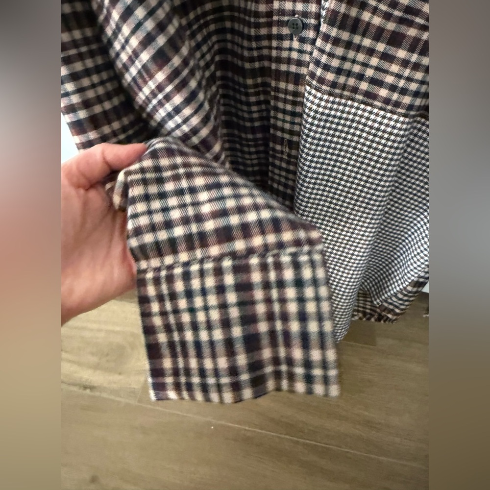 Abercrombie Flannel Button Up Checkered Shirt Black and Brown New With Tags - Picture 7 of 9